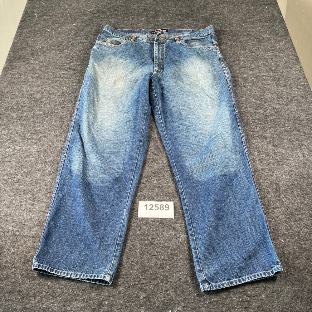 Eddie Domani Jeans Mens 40x32 Blue Denim Ramie Cotton Streetwear Straight Leg